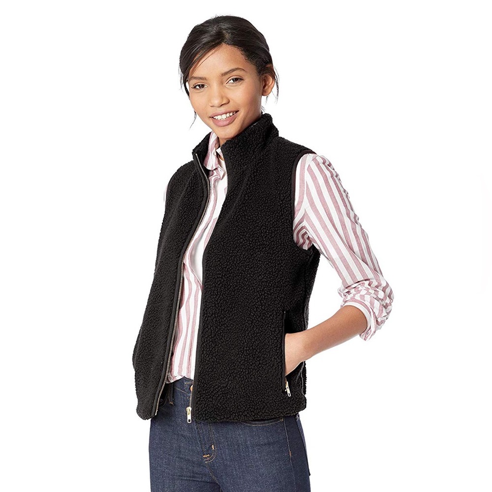 J CREW BLACK SHERPA VEST